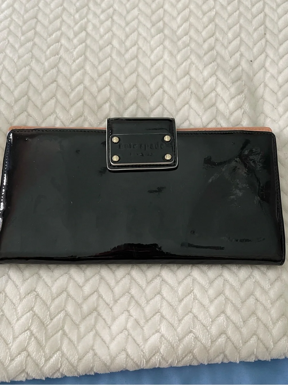 kate spade Black Patent Leather Travel Wallet/ Clutch